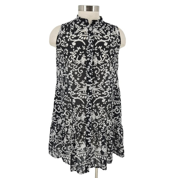 SALONI Tilly Dress Silk Noir Phoenix Fit Flare Shift Sleeveless Button - Picture 1 of 8